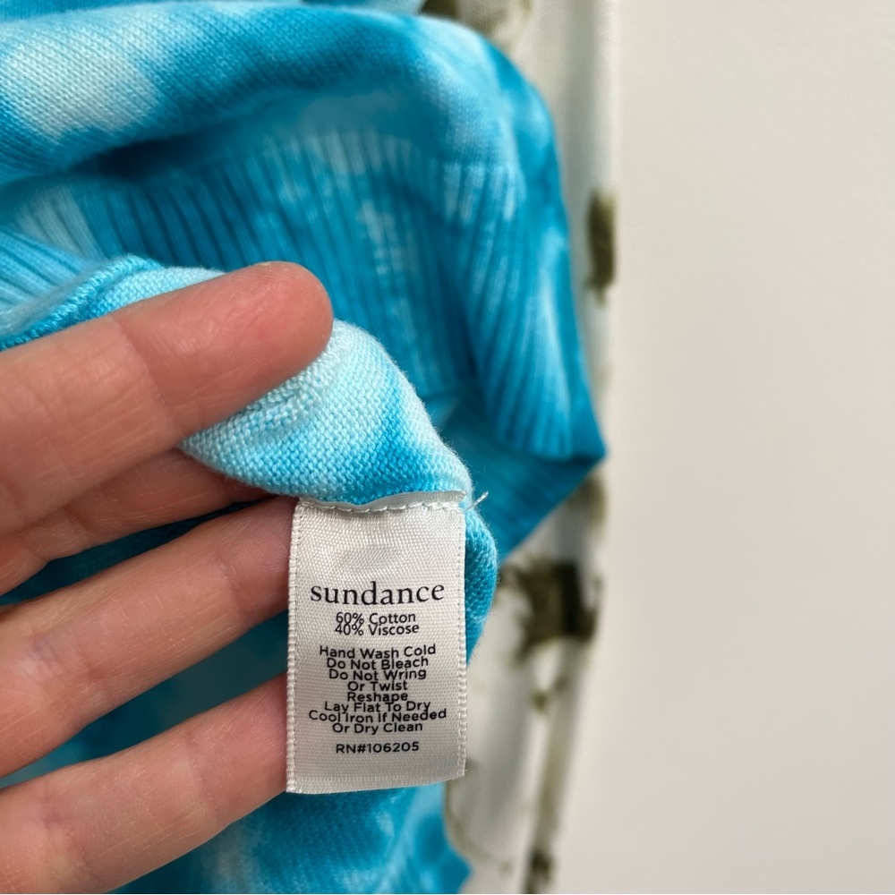 Sundance Tie Dye Summer Skies Pullover V-Neck Sweater Blue Green Cotton Small - Picture 10 of 11